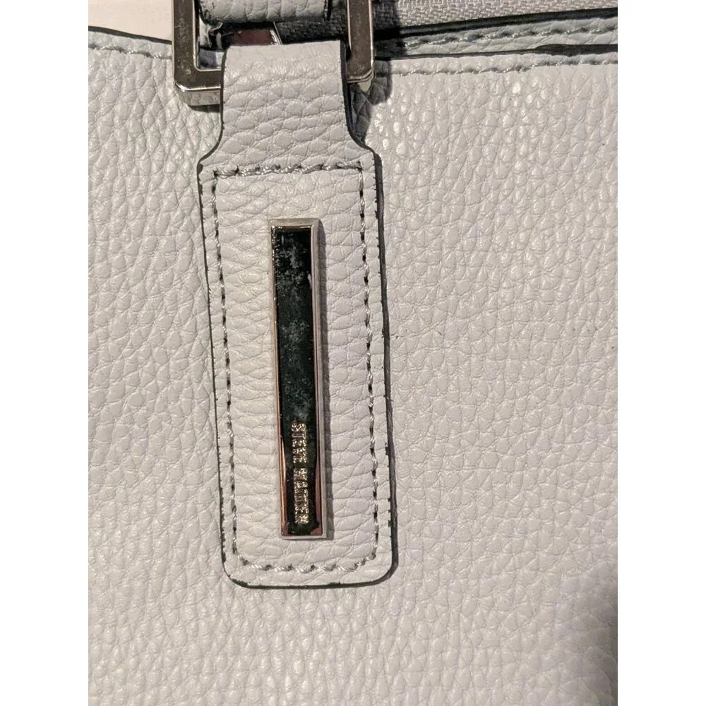 Steve Madden Crossbody Purse Attached Wallet Faux Leather Satchel Gray Pebbled